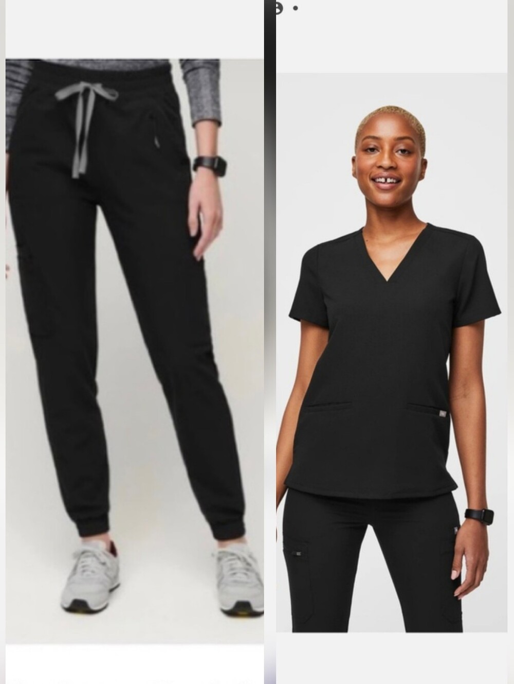 Figs Set of Black Charlotte 21 Pocket Slim Joggers & Casma Scrub Top Size M